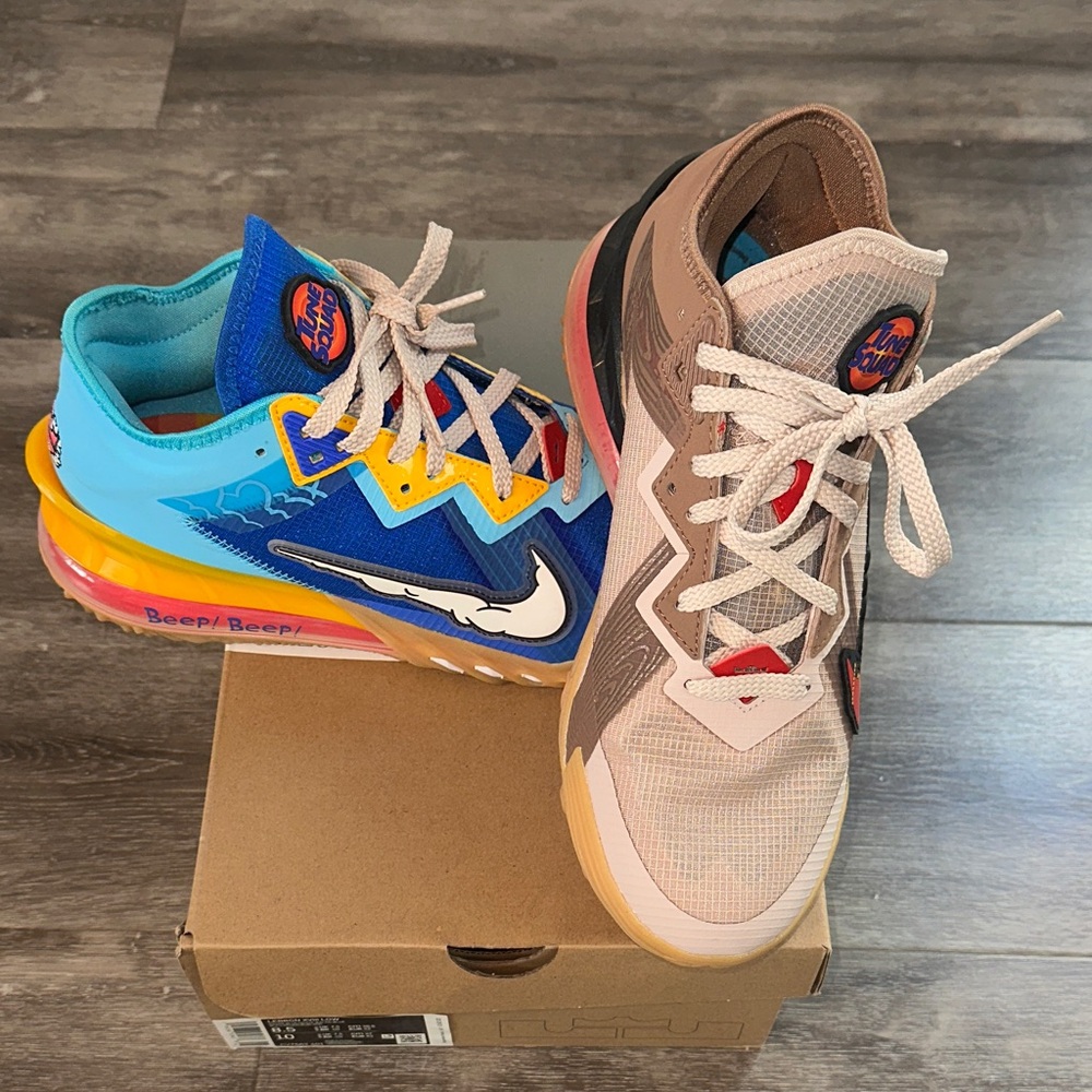 LeBron XVII Looney Tunes Blue and Tan Sneakers